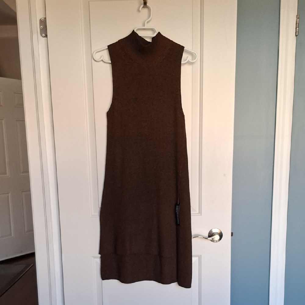 Roman Chocolate Knit Side Split Tunic Top